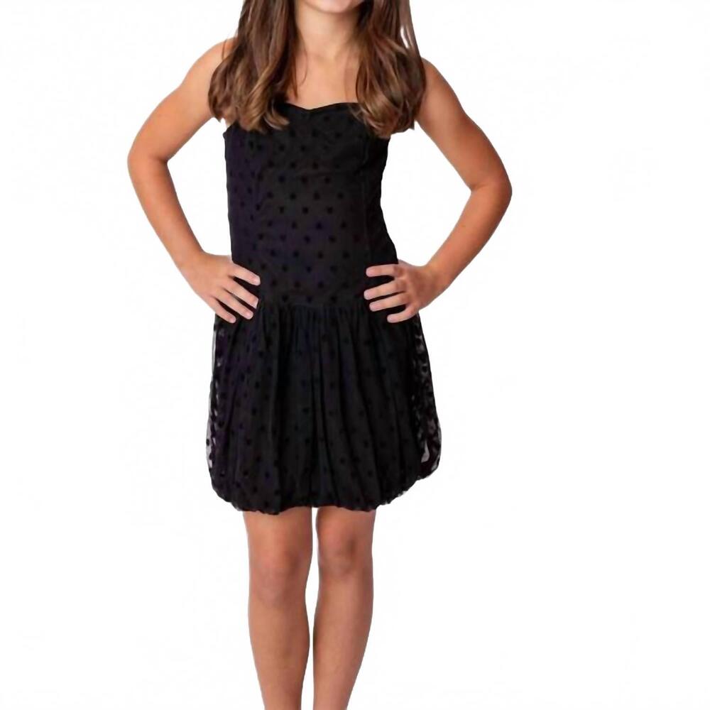 NEW THEME daniela heart mesh bubble dress in black